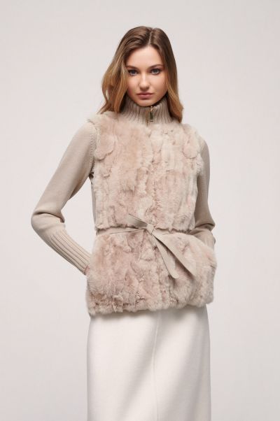 Jackets & Blazers Women Mercante|Fur Gilet Luisa Spagnoli Beige