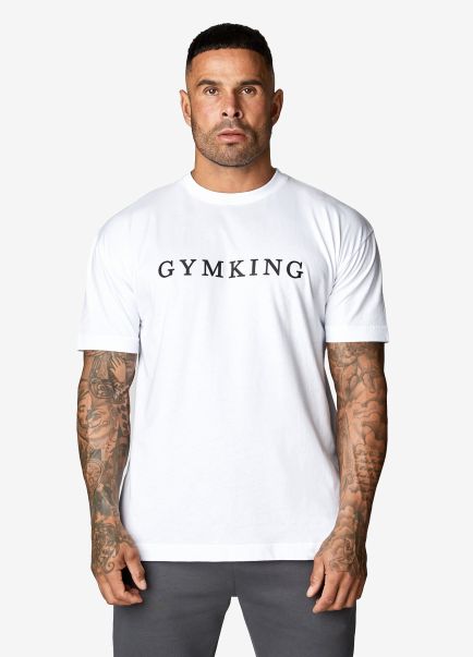 Gym King Covert Linear Logo Tee - White T-Shirts Men Money-Saving