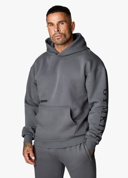 Gym King Covert Linear Logo Hood - Dark Pewter Men Deal Sweatshirts & Hoodies